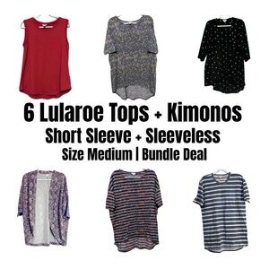 6 LuLaRoe Tops + Kimonos – Size Medium Bundle | Irmas, Lindsay, Tank, Patrick Te